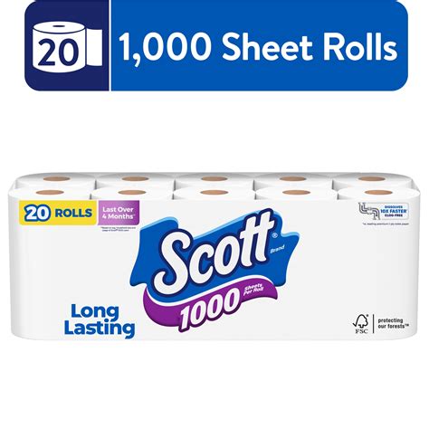 6 Pack Scott 1000 Toilet Paper Septic Safe Long Lasting 20 Rolls 1 000 Sheets Per Roll