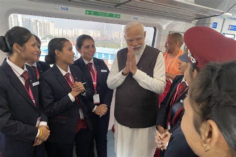 PM Narendra Modi Flags Off First Train Of Delhi Meerut RRTS Service