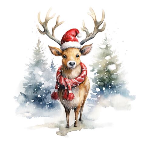 Christmas Reindeer Clipart 13  Watercolor Clipart Card Making