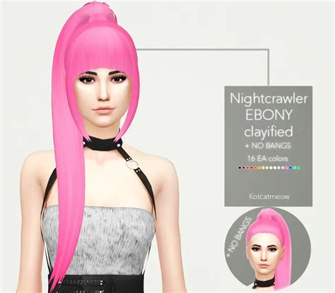 Sims Hairs Kot Cat Nightcrawler S Ebony Hair Clayified