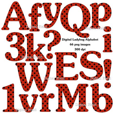 Items Similar To Digital Ladybug Alphabet Clip Art Set Black Red