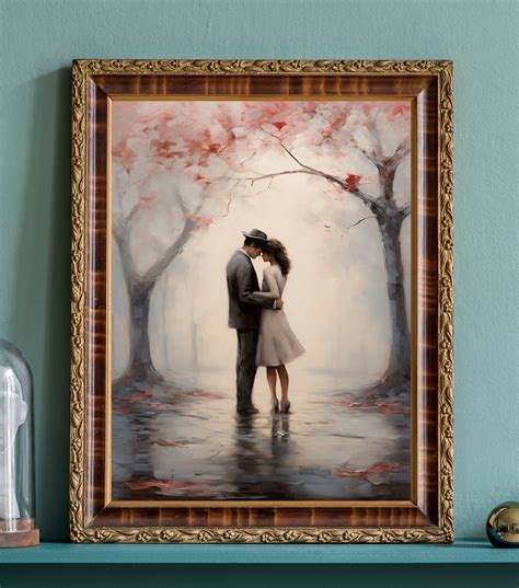 Vintage Romantic Couple Art Print Valentine Printable Wall Art Vintage Romantic Home Decor