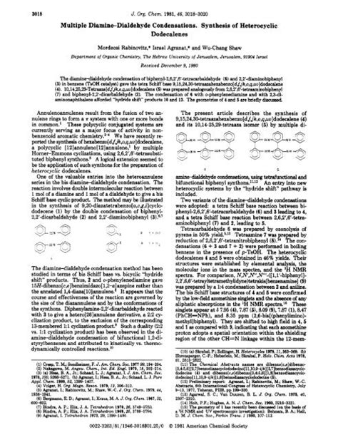 Multiple Diamine-Dialdehyde Condensations. synthesis of ...