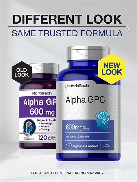 Alpha GPC 600mg 120 Capsules Vegetarian Non GMO Choline Supplement