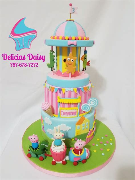 Peppa pig carousel birthday cake | Peppa pig cake, Pig birthday cakes ...