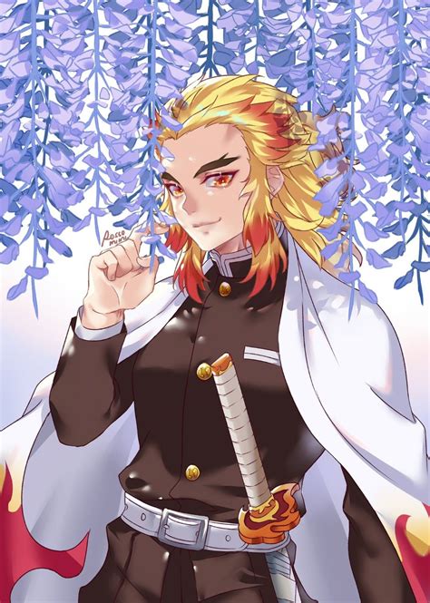 Kyojuro Rengoku Among The Wisteria Anime Demon Anime Cute Anime Boy