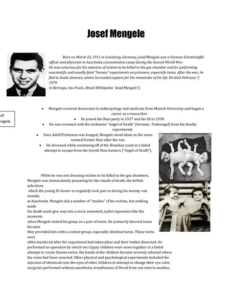 Josef Mengele Quotes About Experiments