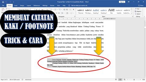 Cara Membuat Catatan Kaki Footnote Yang Benar Ms Word Youtube