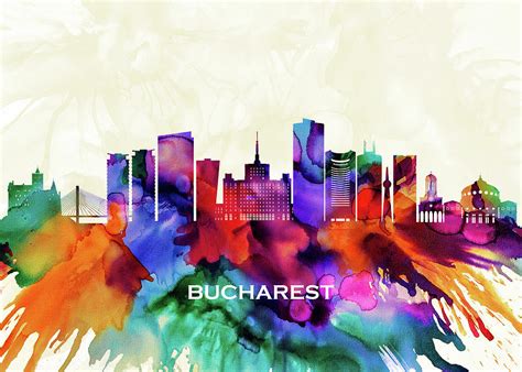 Bucharest Skyline Mixed Media By NextWay Art Fine Art America