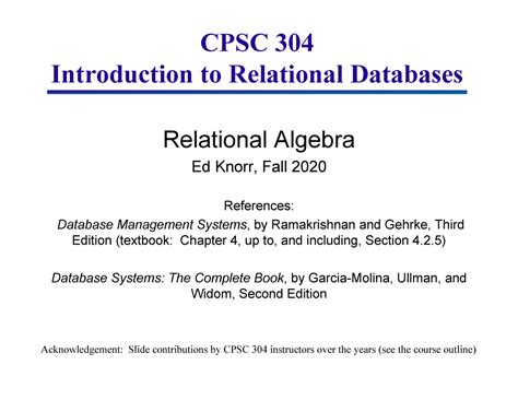 Unit 8 Relational Algebra CPSC 304 Introduction To Relational