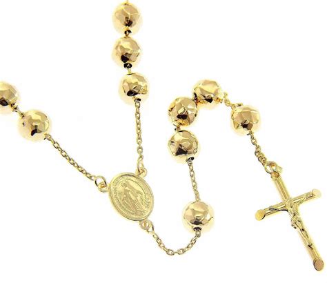 Collana Rosario Lunga Con Medaglia Madonna Miracolosa E Croce Gr Oro