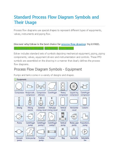 Standard Process Flow Diagram Symbols And Their Usage Valve Pump