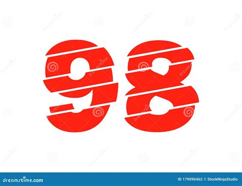 Modern Red 98 Number Design Vector Illustration Numeral Vector Trendy