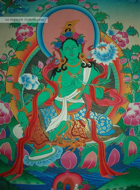 Wundersch Ner Feiner Thangka Aus Nepal Gr Ne Tara In Brokat Riesig