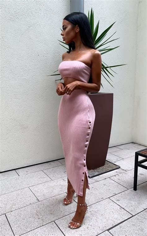 Abha Pink Two Piece Bodycon Dress Fashion Two Piece Dress Girly Outfits