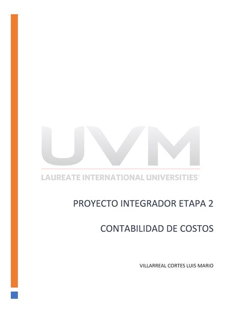 Proyecto Integrador Etapa Conta De Costos Proyecto Integrador Etapa