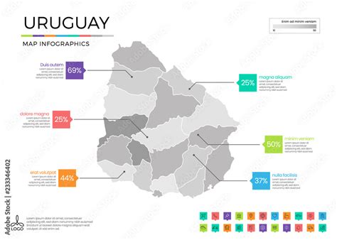 Uruguay Map Infographics With Editable Separated Layers Zones