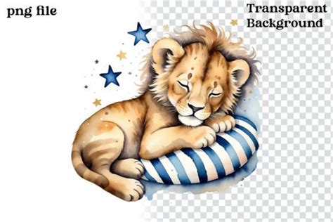 Watercolor Lion Sleeping Clipart Graphic by Vertex · Creative Fabrica