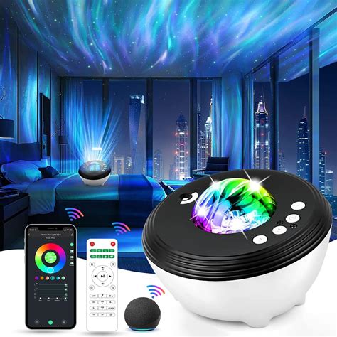 Aurora Projector Northern Lights Star Projector Bluetooth Speaker Timer Remote White Noise