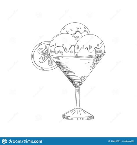 Boceto De Helado Cucharas Aisladas De Helado Vectorial En Cuenco De