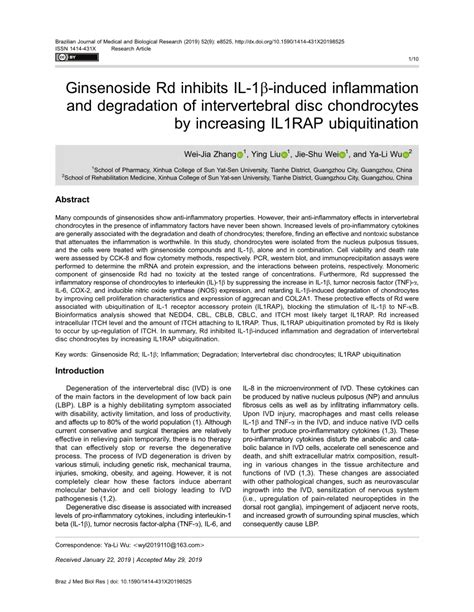 Pdf Ginsenoside Rd Inhibits Il Induced Inflammation And