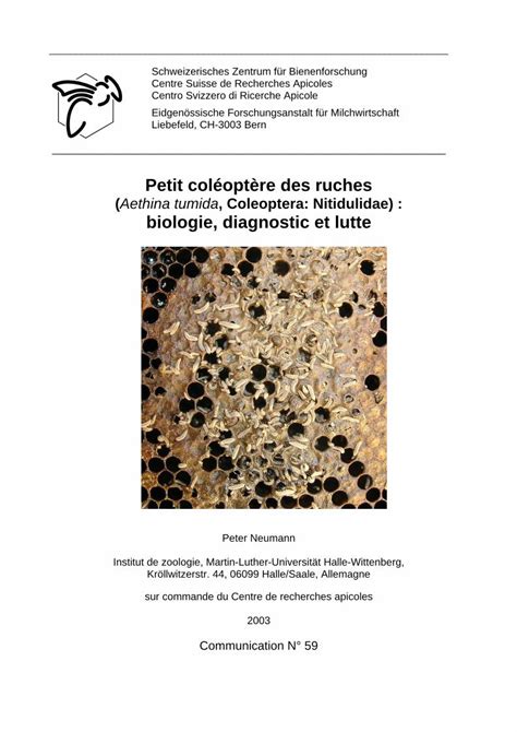 PDF Aethina Tumida Coleoptera Nitidulidae Biologie Le