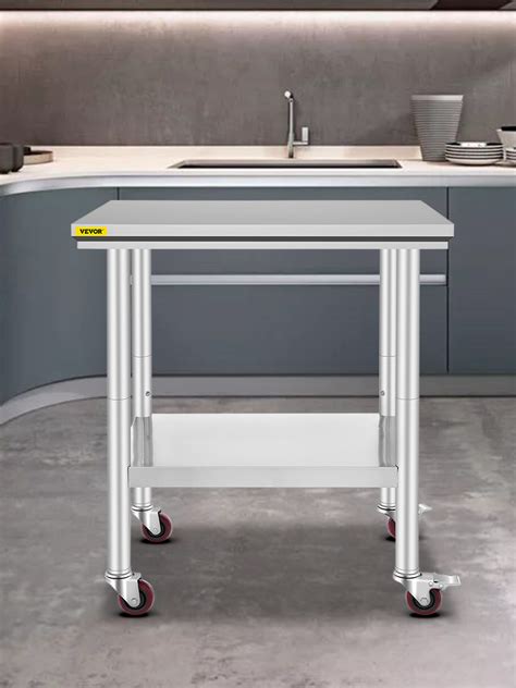 Vevor Stainless Steel Work Table With Wheels X Prep Table With