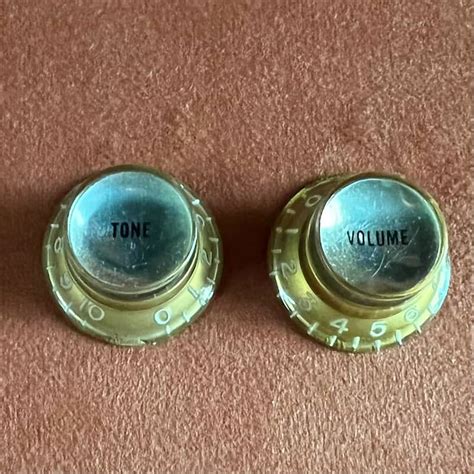 Gibson Gold Reflector Volume And Tone Knobs C 1960 Top Hat Reverb