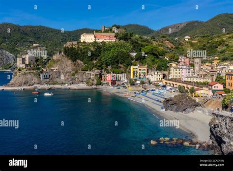 Aerial View Coastal Town Summer Park Center Hi Res Stock Photography