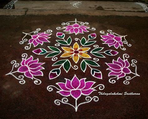 This Is A Dotted Lotus Kolam With Interlaced Dots Rangoli