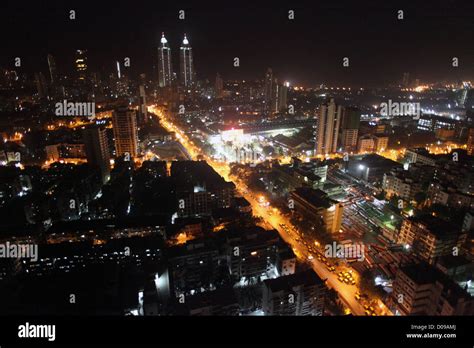 Bombay Mumbai In India Seen From High At Night Time Stock Photo