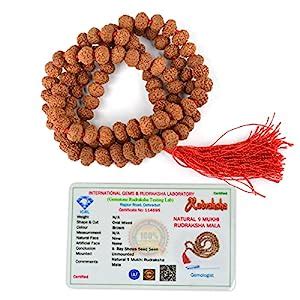 Buy Crystu Certified Rudraksha Mala For Men And Women 9 Mukhi