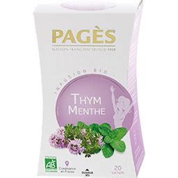 Infusion thym menthe BIO Pagès Intermarché