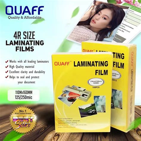 Quaff Laminating Film 4R 110X160mm 125Mic 250Mic Hot Lamination 100