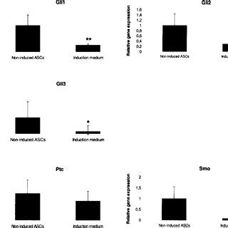 Relative gene expression of Sonic Hedgehog signaling pathway in hASCs ...