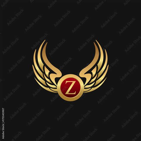 Luxury Letter Z Emblem Wings Logo Design Concept Template Stock Vector