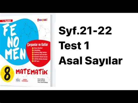 8 SINIF FENOMEN 1 FASİKÜL S 21 22 TEST 1 YouTube