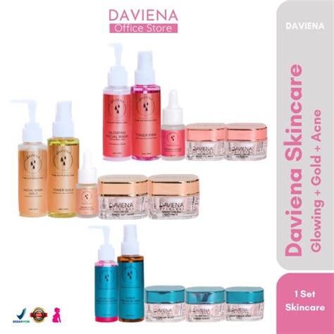 Jual DAVIENA SKINCARE GOLD GLOWING ACNE SERIES PAKET HEMAT ORI JAWA