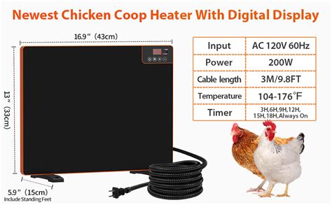 Toozey Chicken Coop Heater Radiant Heat Chicken Heater