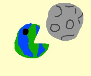 Earth Pacman Eats Moon Drawception