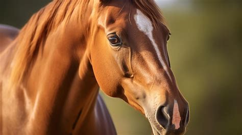 Um Cavalo Marrom Uma Mancha Branca No Rosto Foto Premium