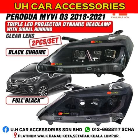 Perodua Myvi G Triple Led Projector Dynamic Headlamp With