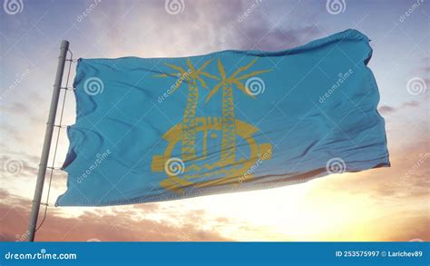 Flag Of Aswan On Map Of Egypt Governorates Stock Illustration