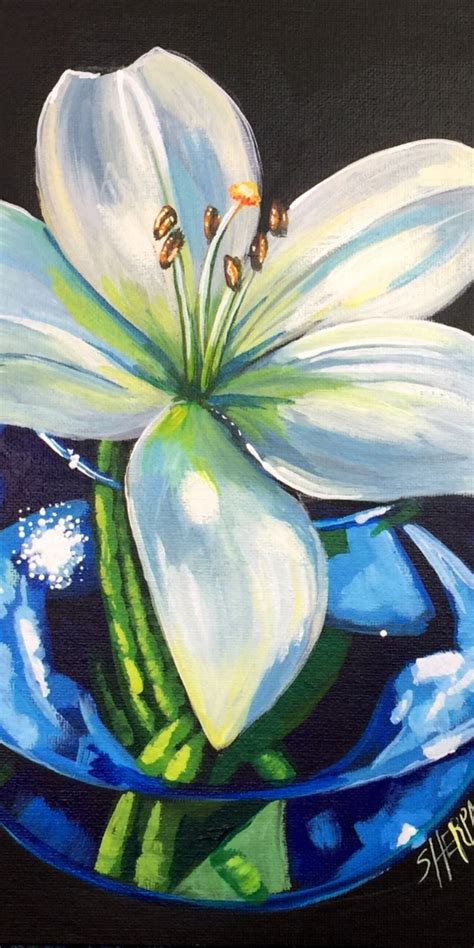 How To Paint A White Lily Acrylic On Canvas Step By Step Free Video