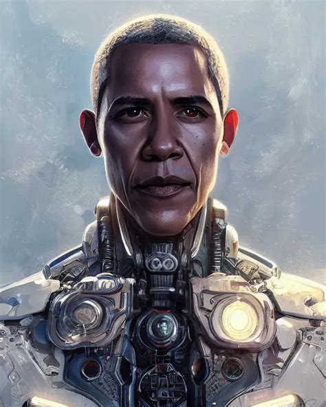 Portrait Of Cyborg Barack Obama Fantasy Intricate Stable Diffusion