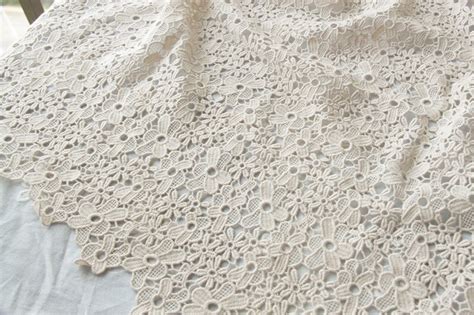 2yards Beige Cotton Lace Fabric Cotton Crocheted Lace Fabric Antique