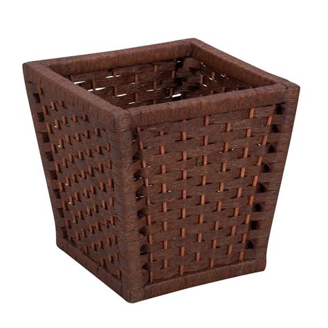 HOUSEHOLD ESSENTIALS Paper Rope Indoor Waste Basket In Rich Brown