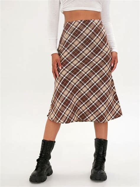 Shein Qutie Plaid A Line Skirt Shein Usa