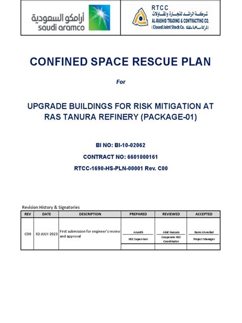 Confined Space Rescue Plan Pdf Emergency Management Public Safety