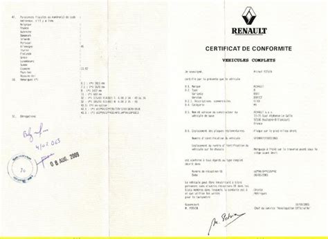 Certificado De Conformidad Europeo Renault Coc Renault Euro Conformidad